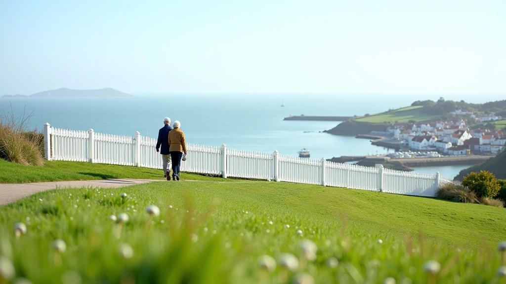 Cathedral Hill viewpoint showing expansive views of Cobh town and harbour from elevated position
